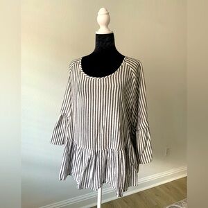 Entro Black and White Striped Top